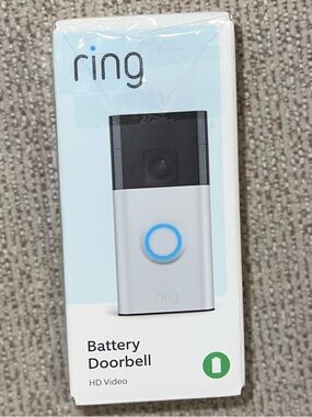 Ring Battery Doorbell - Satin Nickel and White Packaging